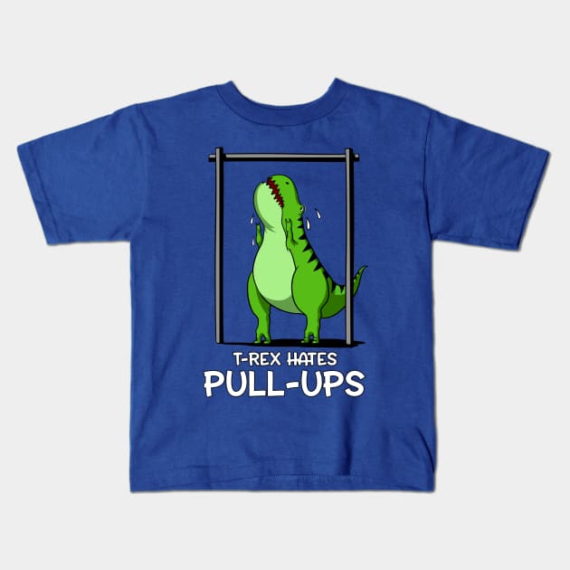 T-Rex Hates Pull-Ups Kids T-Shirt by underheaven